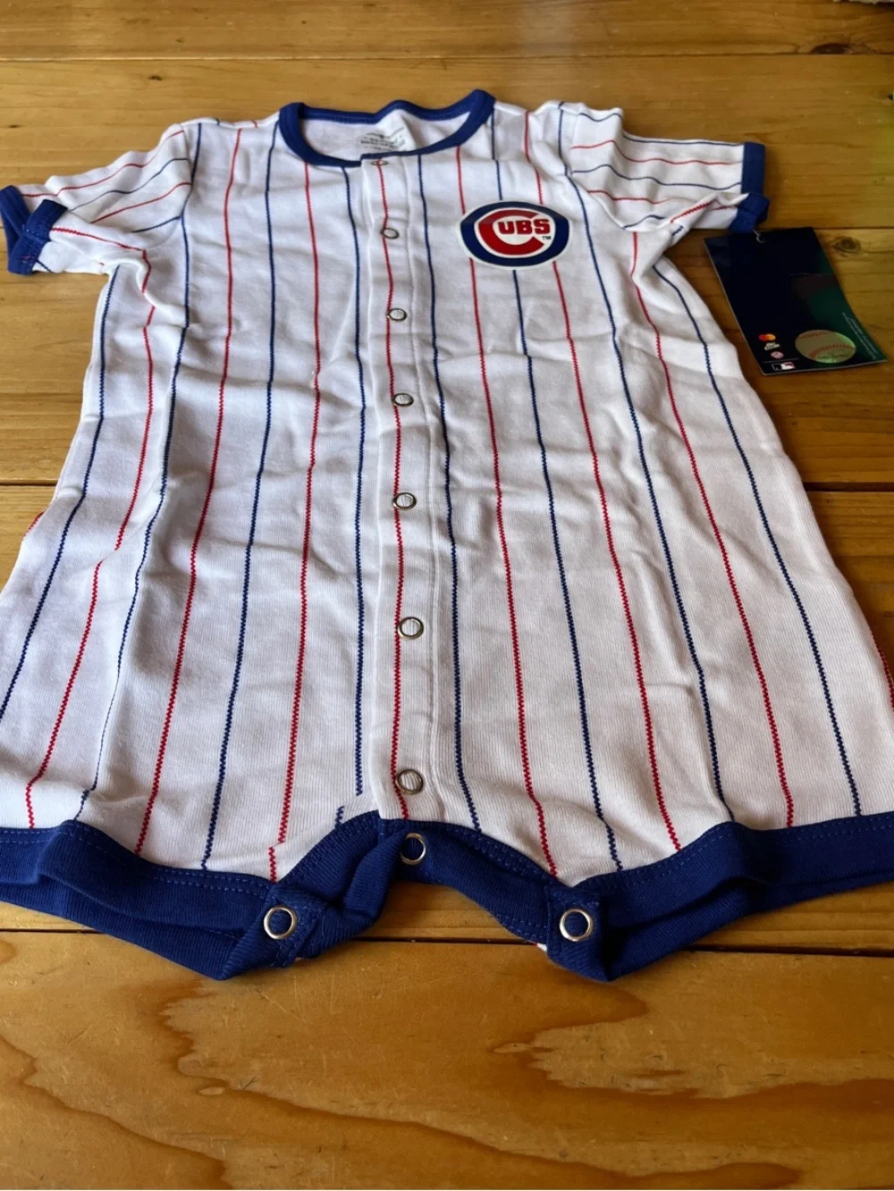 Chicago Cubs Infant Pinstripe Romper - White/Blue/Red, 18 months NWT